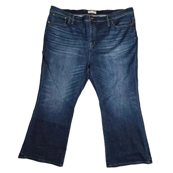 NWT Madewell Cali Demi Boot Cropped Flare Dark Wash Plus Size Jeans Size 24/37 - Picture 1 of 14